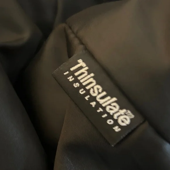 Chaps Black Leather Bomber Jacket - Picture 16 of 17